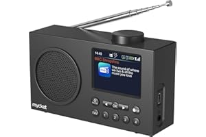 Mycket Portable DAB/DAB + Radio, FM Digital Radios avec 2025 Dernière Technologie de Récepteur de Signal, Radio Rechargeable avec Bluetooth 5.0,Double Réveil, 40 Préréglé, 2,4 "Grand Affichage Couleur