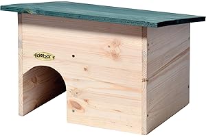 dobar® Igelhaus als Bausatz - Igelschlafhaus aus Massivholz - Igelhöhle für den Garten - Igelschlafplatz mit Schleuse - Igelhotel mit Schutz vor Fressfeinden - 34,5 x 27 x 24 cm - Grün