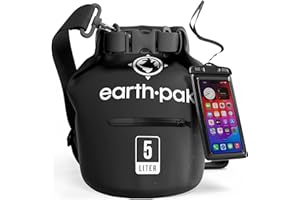 Earth Pak – Wasserdichter Packsack mit Schultergurt und wasserfester Handyhülle – Ideale Rolltop Tasche beim Kajak Fahren, Wandern, Camping, Angeln, Bootfahren und Rafting