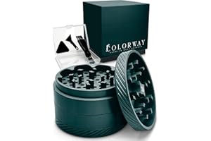 COLORWAY® Keramik Grinder Set | Crusher Ø 63mm 4-Teilig | Haftfrei mit SafeSeal-Technologie | Kräutermühle mit Zubehör | inkl. Reinigungs-Set (Pacific Petrol)