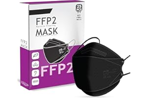 Cleanstro FFP2 Mask Pack of 25 - Hand Checked For Quality - Disposable FFP2 / KN95 Mask With 5 Layered Webbing Fibers - A Must Have High Filtration Mask For Outdoor (Packaging may Vary)