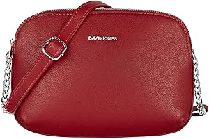 David Jones - Damska Torba na Ramię Wiele Kieszeni - Torebka Zamkiem błyskawicznym Skórzana PU - Mała Crossbody Messenger Bag - Torby Kopertówka - Modna Robocza Podróżna - Czerwony
