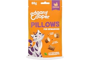Edgard & Cooper premios Naturales para Gatos, bocaditos de Pollo (1x60g), con Carne Fresca, sin Cereales, Menos de 2kcal por Premio, Ingredientes Naturales y sin azúcares añadidos.