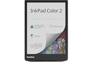 PocketBook Czytnik e-booków 'InkPad Color 2' (wersja niemiecka) 32 GB pamięci, 19,8 cm (7,8 cala) wyświetlacz E-Ink Kaleido, IPX8 – Moon Silver