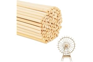 EULAPGOE Bastoncini Bamboo Legno 100 Pezzi Bastoncini Bamboo 300mm x 5mm, Bastoncini Legno per Lavoretti Strisce di bambù Quadrati Bastoncini Zucchero Filato