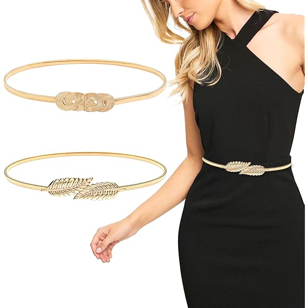 Donna Oro Metallo Catena Skinny Cintura Fianchi Vita Cerchio Pendente M L XL - Foto 8