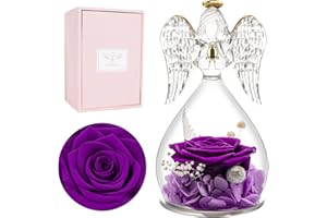 Miofula Rosa Stabilizzata Angelo Regalo Donna,Rosa Eterna Angeli Figurine,Rose Stabilizzate Idee Regalo Compleanno Anniversario Regali Natale Festa della Mamma San Valentino per Mamma Nonna Fidanzata