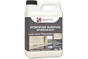 SHAFFER Pro Hydrofuge Oléofuge Professionnel – Imperméabilisant Travertin, Pierre Naturelle, Façade, Carrelage Extérieur Terrasse, Dalle, Produit Sol Anti-Mousse – 5L – Made in France