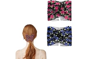 PNPGDYK 2 Pcs Pettinini Fermacapelli a Fiore, Fermagli a Pettine per capelli magico, Elastico, Stretchy, Doppie Clip, Hair Comb Accessorio per Donne Ragazze