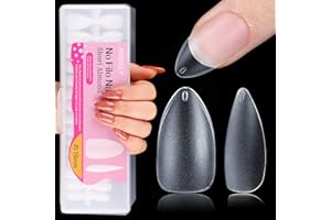 AISEELY 360 Pzs Uñas Postizas Transparentes de Gel, Kit Uñas de Gel de Resina de Almendras Cortas para Extensiones de Uñas, 15 Tamaños Puntas de Uñas Nail Tips para Salón y Uso Doméstico