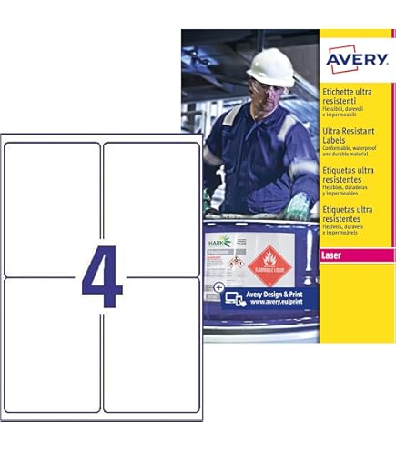 Etichette Bianche Per Indirizzi AVERY Ul Stampanti Laser Conf. 25 - Foto 11