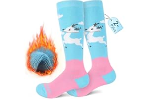Findway Calcetines de Esquí para Niños,Calcetines Térmicos Niños Niñas 85% Algodón Calcetines de Nieve Suaves Transpirables Calcetines de Esquí de Invierno para Patinaje Snowboard,2 Pares/3 Pares