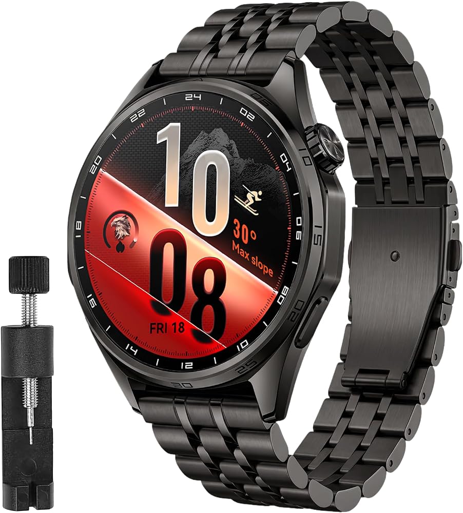 Rongep [Prestige Steell] Huawei ile Uyumlu 22mm Kordon GT7/GT7 Pro/GT6/6 Pro/Runner 2/GT5/5 Pro/GT4/GT3 46mm için Katlanır Toka GT7 Pro Kordonu Paslanma Karşıtı GT7 46mm Çelik Kordon