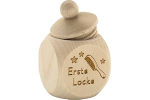 SPRUCHREIF Boîte à dents en bois de qualité supérieure - Boîte à dents de lait en bois avec couvercle à vis et gravure - Boîte en bois pour les premiers boucles de rangement - Cadeau de naissance pour bébé