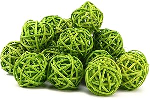 ZERODIS 20pcs Wicker Rattan Balls Decorative Orbs Vase Fillers for Craft, Party, Valentine's Day, Wedding Table Decoration, Baby Shower, 3cm/1.18in (Green)