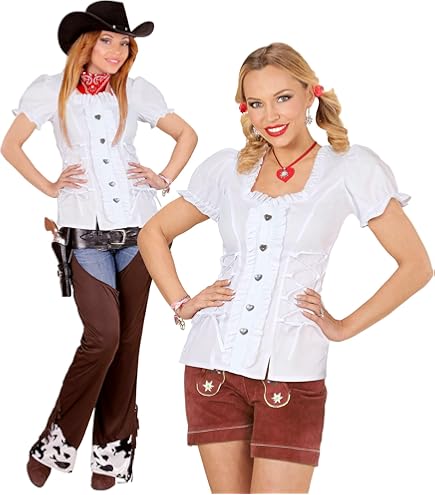 Damen Trachtenbluse Rot Kariert - Oktoberfest Bluse Mit Stehkragen & Herzknöpfen