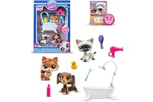 Littlest Pet Shop Grooming Spa Play Pack | The Pack Contains 3 LPS Mini Pet Toys 6 Accessories 1 Collector Card And 1 Virtual Code | Collectable Toys For Girls And Boys