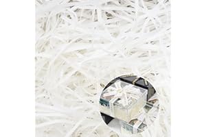 AERZOUSER 200 g de matériau de remplissage pour cadeau, raphia cadeau matériau de remplissage pour colis, offre une bonne protection et décoration pour cadeaux (Blanc)