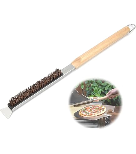 Brosse Ronde De Rechange Pour Four - Poils En Laiton, Manche En Bois, Dimensions 17 X 14 Cm