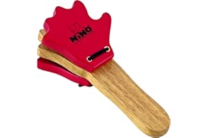 Nino Percussion Wood Hand Castanet - Musical Instrument for Children from 3 Years - Siam Oak, Natural and Red (NINO585)