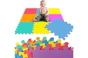 LittleTom 9-cz??ciowa mata do zabawy dla dzieci od zera – 30 x 30 cm, piankowa mata do zabawy dla dzieci, dywan do zabawy na ?wie?ym powietrzu – puzzle dywan mata dla niemowl?t, mata do raczkowania, zmywalna mata ochronna na pod?og? do pokoju dzieci?cego