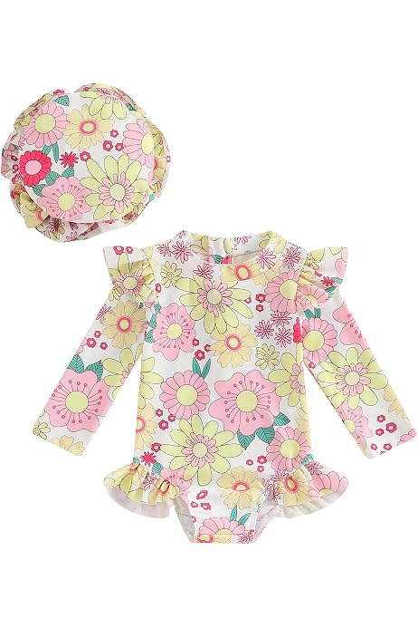 Maillot De Bain 1 Pièce Vertbaudet Bébé Fille - Fleurs Rose Taille 18M