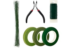 Newellsail Blumen-Arrangement Tool Kit 26 Gauge Blumenstamm Draht 22 Gauge Floral Wire 3 Rollen Blumenbänder und Blumendraht Schneider für DIY Blumensträuße, Stammwickel, Floristen (6 Stück)