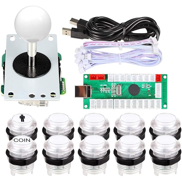 EG STARTS Joystick Arcade – 4/8 Voies Réglables, Compatible Mad Catz SF4, Jamma, Mame – Rouge