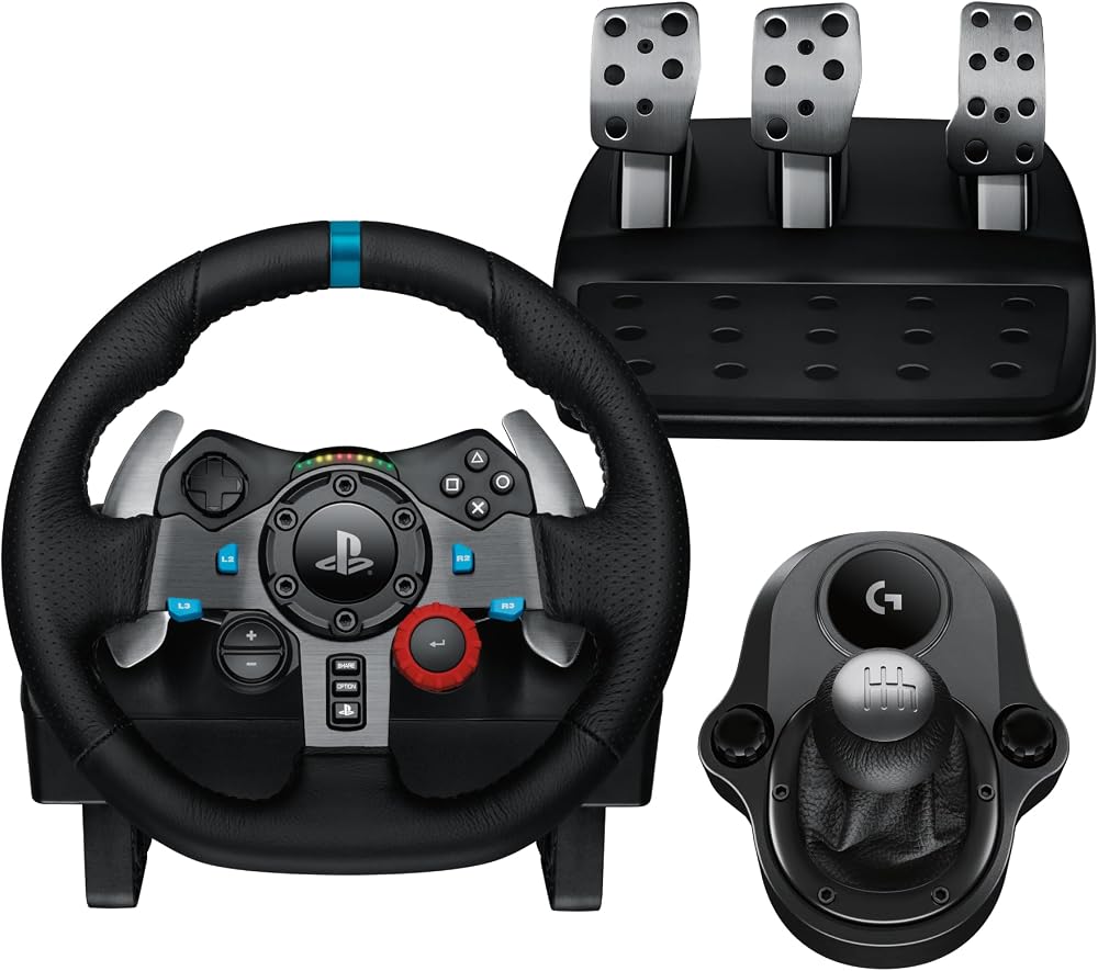 Logitech G G29 SE Driving Force Racing Wheel and Pedals, Force Feedback, Real Leather Driving Force Shifter - Sim Steering Wheel, Pedals, Gear stick for PS5, PS4 and PC, Mac - Black