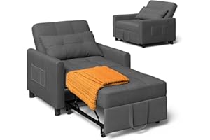 Xbro Sofá Cama Convertible Sillón Cama Plegable 3 en 1 con función de Cama, sofá Cama Ajustable con cojín y Saco, sillón con función de Dormir para apartamento pequeño (Gris Oscuro)