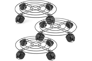 Tosnail 3Pcs Chariot de Plantes métal avec roulettes, 26.6 cm, Porte Plante pour l'intérieur, Support Roulant de Pot, Capacité de Charge 40 kg