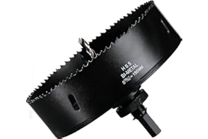 HOME COMPOSER Otwornica 150 mm, stal szybkotnąca HSS M42, bimetalowa, otwornica z trzpieniem sześciokątnym i wiertłem do drewna, suchej zabudowy i blachy metalowej, 1 sztuka, czarna