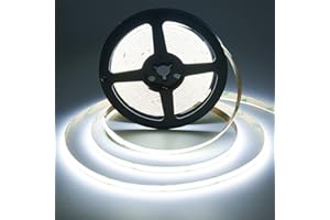 SIRYYUI 12V COB LED Strip 5M,6000K Daylight White LED Strip Lights with 480LEDs/M,CRI 90+,8mm Width,Uniform Dotless LED Tape Light for Room Cabinet Home DIY Projects (No Power Supply)