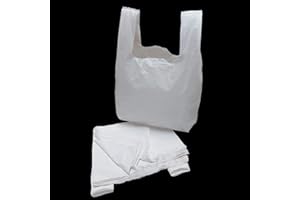 DHANZIPAK 100 x White Vest Style Plastic Carrier bags (12 x 19 x 23 inch)