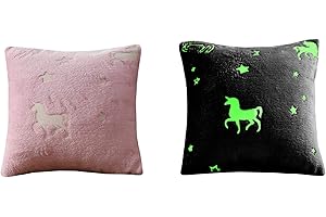Olivia Rocco Fleece Blankets For Kids Soft Cosy Glow In The Dark Blanket Childrens Fluffy Warm Bedroom Accessories Boys Girls Bed Throw, Unicorn Cushion