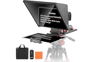 Desview P15 Aluminiumlegierung Hebbarer Teleprompter, 15 Zoll Prompter für iPad Tablet Smartphone DSLR Kamera, Kompatibel mit iOS Android, Fernbedienung und App für Videoaufnahmen, Live-Streaming