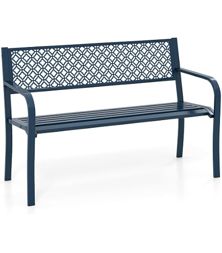 Outsunny Gartenbank 2-Sitzer – Aus Stahl, Grün, Mit Armlehnen, 121 X 64 X 84 Cm, Tragkraft 240 Kg