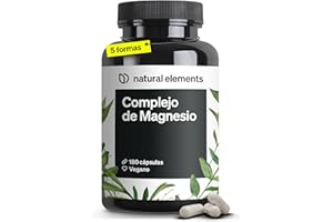 NATURAL ELEMENTS Complejo de Magnesio - Premium: De 5 compuestos - citrato + bisglicinato + óxido de magnesio - 400mg por dosis diaria - Probado en laboratorio, vegano