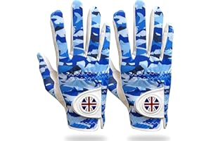 FINGER TEN Golf Gloves Men Left Hand Right Leather With Ball Marker Printed Rain Grip Value 2 Pack, Mens Golf Glove All Weather Durable Weathersof Fit Size S M ML L XL