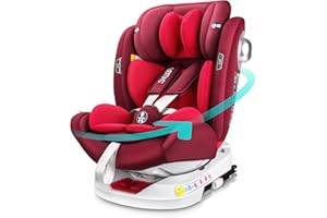 LETTAS 360 Rotation Baby Car Seat with Isofix Group 0+1/2/3 (0-36 kg, 0-12 Years) Maximum Recline 165° for Rear Facing, SIPS