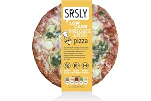SRSLY Low Carb Three Cheese & Pesto Keto Pizzas - 9 Inch - Multipack of 9 - Low Carb Low Sugar High Protein Pizza with Crispy Base and Full Flavour Toppings for Healthy Filling Keto Friendly Meals
