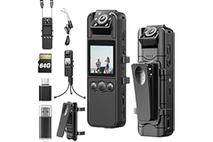 BOBLOV A26 Mini Body Camera 64GB with Rotation Lens, Tripod, 1080P Small Body Cams with Night Vision, 6 Hrs Video Recording, Personal Body Worn Camera for Service, Delivery Recording, Collect Evidence