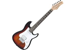 Rocktile Sphere Junior Sunburst 3/4 Guitare Électrique (pickguard blanc, 1 Humbucker, 1 Single Coil, 22 frettes, touche en bois d’ingénierie, manche en érable)