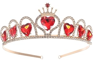 SOLUSTRE Red Heart Tiara Descendants Heart Crown Hair Jewelry Wedding Crown for Bride