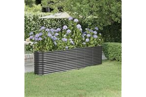 WIFESE JardinièRe Acier Enduit De Poudre 260x40x68 Cm Anthracite Jardiniere Exterieur Grande Taille Jardiniere Balcon Jardiniere sur Pieds Carré Potager Bacs à Fleurs Potager Bac A Fleur
