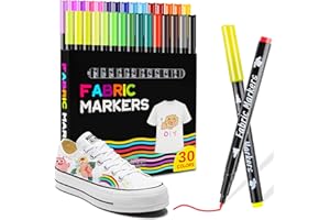 Beihre Penna Pennarello Tessile, 30 Penne Tessili Colorate, Pennarello Pennarello Tessuto in Feltro Marcatori Tessili Durevoli Adatti per Abbigliamento, Jeans, Cappelli, Borse, Calzini