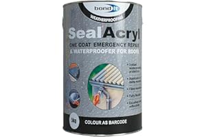 ARA CHOICE Bond IT 5KG Seal Acryl Roof Repair Paint Roofing Waterproof Sealacrylic Black/Grey/White One Coat Emergency WATERPROOFER Breathes Membrane (Grey)