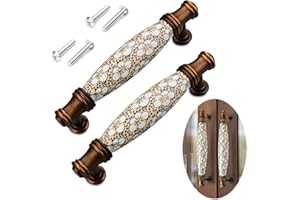 VULEVIRTUE 2 Pièces Poignées de Meuble Céramique Vintage, Poignée de Meubles en Céramique Meubles Tiroir Poignées Alliage de Zinc, Poignée de Meuble Tiroir avec Vis Distance de Trous 96mm