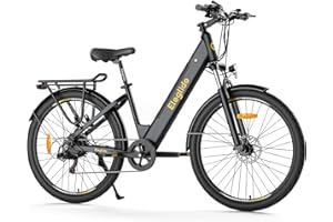 ‎ELEGLIDE Eleglide Trekking E-Bike, T1 Step-Thru Elektrofahrrad 27.5'' Trekkingrad E-Citybike mit 36V 13Ah Lithium-Akku bis zu 100KM Lange Range, 250W Motor, 7 Gänge E Bike, LCD Display