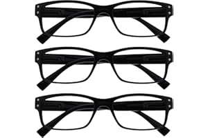 The Reading Glasses Company 3 Pack Mens Black Large Designer Style Readers Spring Hinges RRR11-1 +2.00